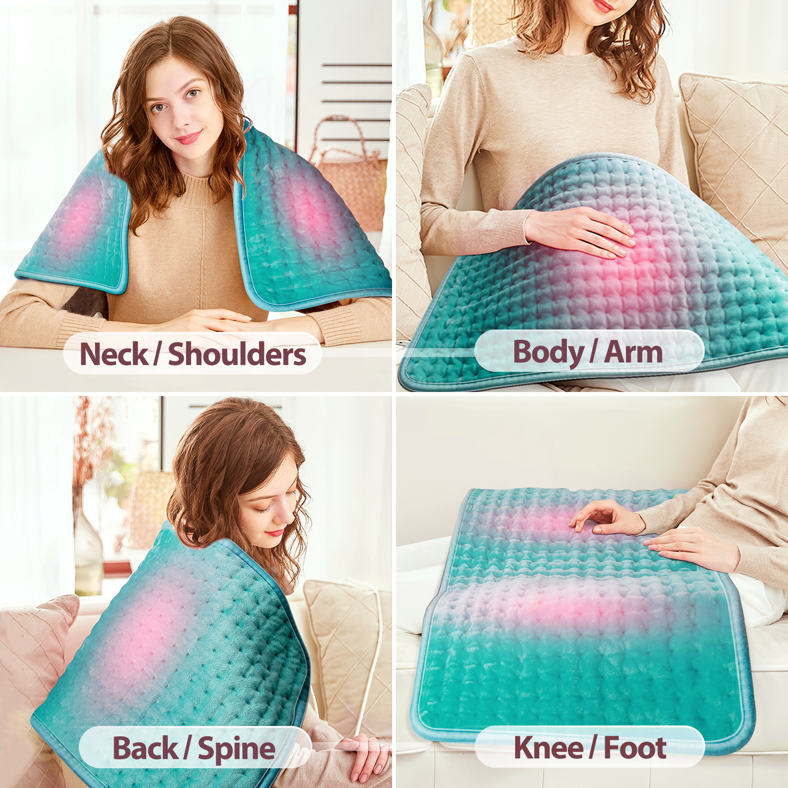 Electric Heating Pad for Back Neck Pain Relief with 10 Heat Settings Auto-Off