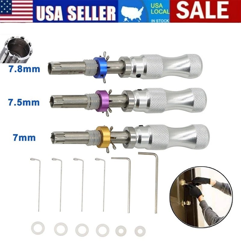 3x 7 Pin Advanced Tubular Lock Tool Set For Padlock Hook Tool Seal Pick Puller
