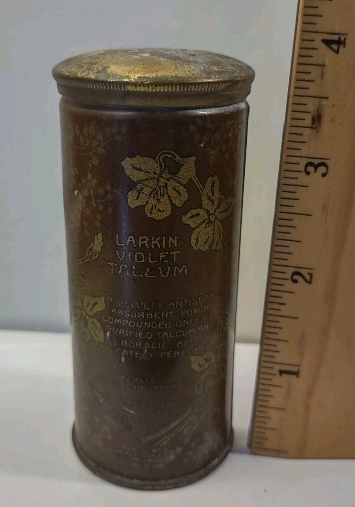 Antique Larkin Violet Talcum Powder Vanity Advertising Tin Buffalo NY