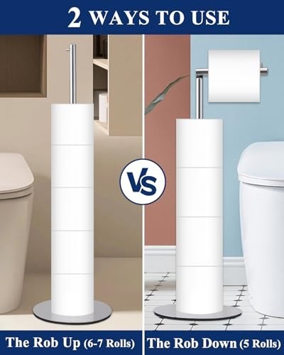 Toilet Paper Holder Stand, Free Standing Toilet Paper Roll Holder with Reserve