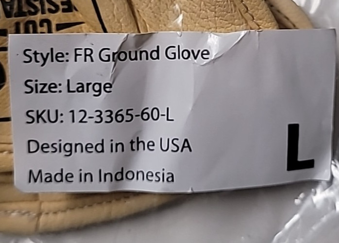 Youngstown Glove 12-3365-60-L FR Ground Gloves Lined with Kevlar, Large, Tan