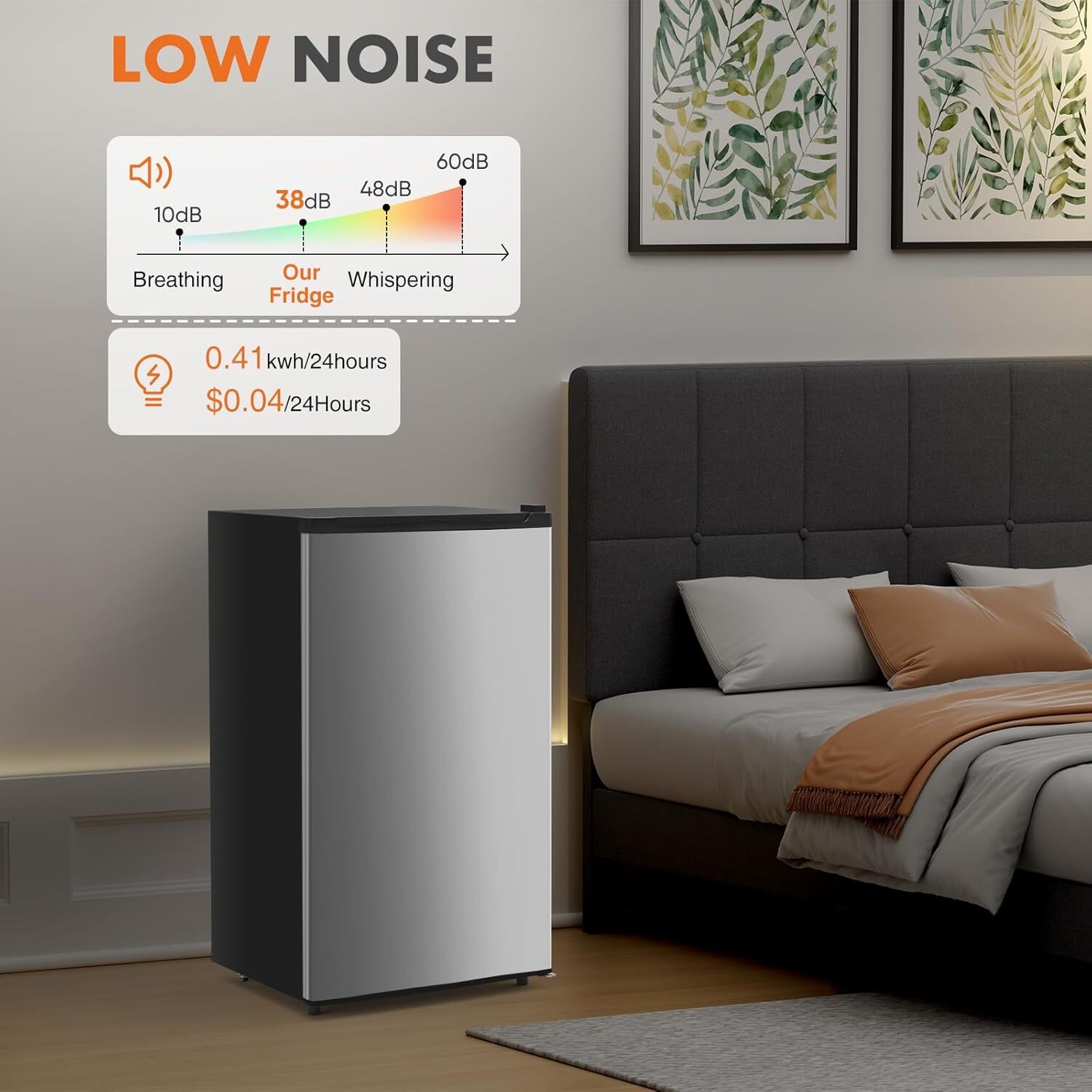 Home Mini Fridge with Freezer Small Refrigerator Door Energy-efficient Low Noise