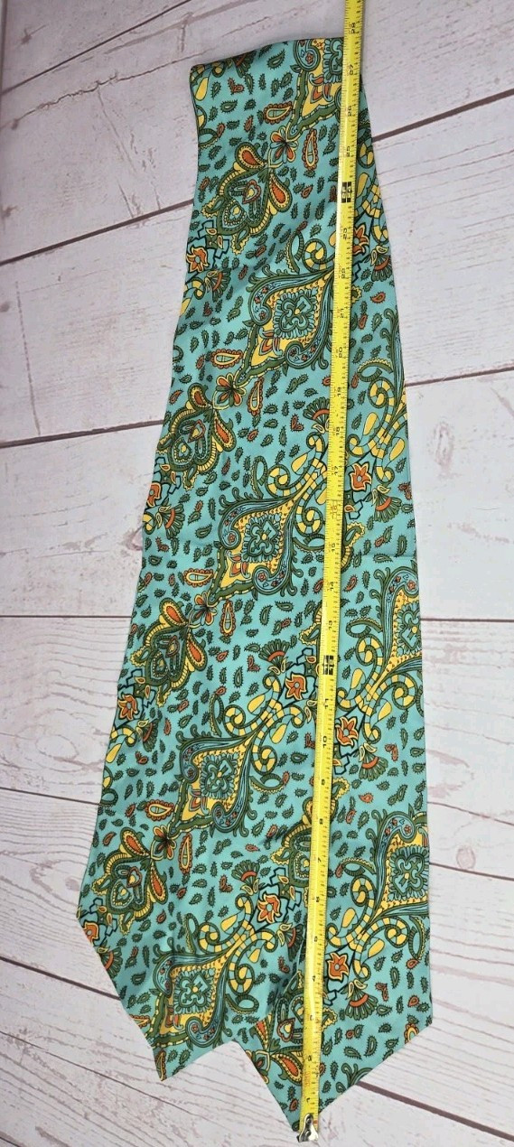 Vintage Tourqouise Green Paisley Scarf 55"