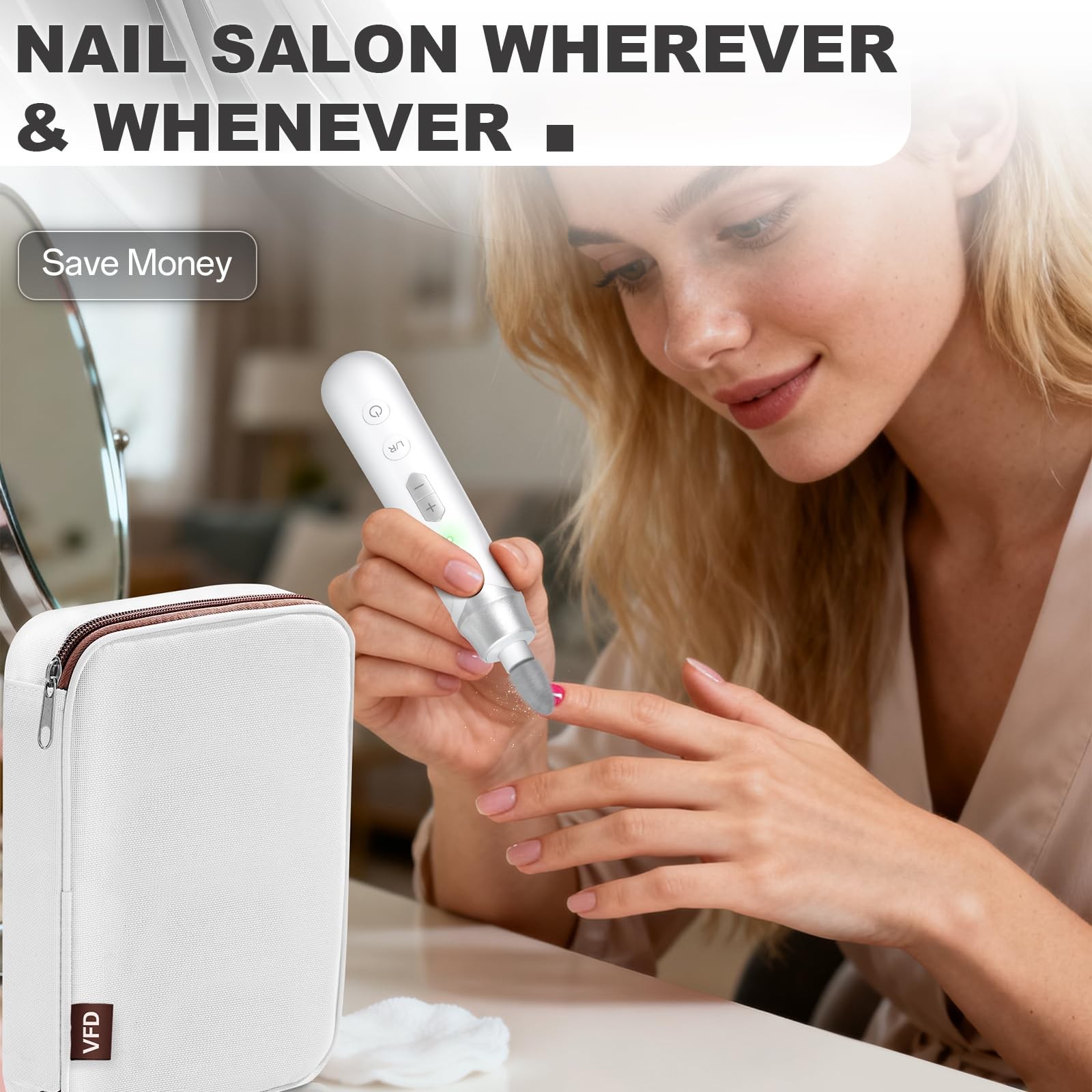 Cordless Rechargeable Electric Nail File Drill for Acrylic Nails Thick Toenails