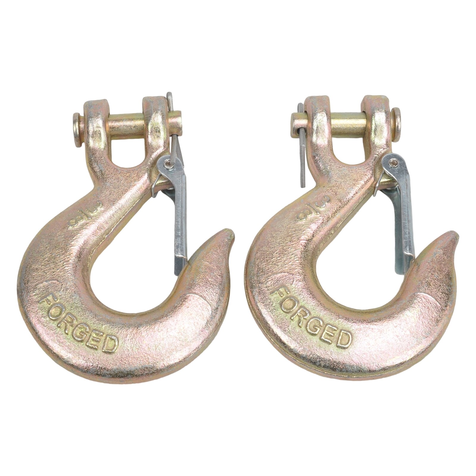 2X G70 3/8" Clevis Slip Hooks w/ Latch Tow Chain Tie Down Flatbed Truck Trailer