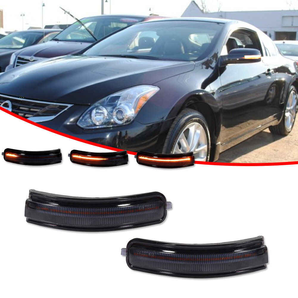 For 2009-2014 Nissan Maxima Smoke Sequential Amber LED Side Mirror Signal Lights