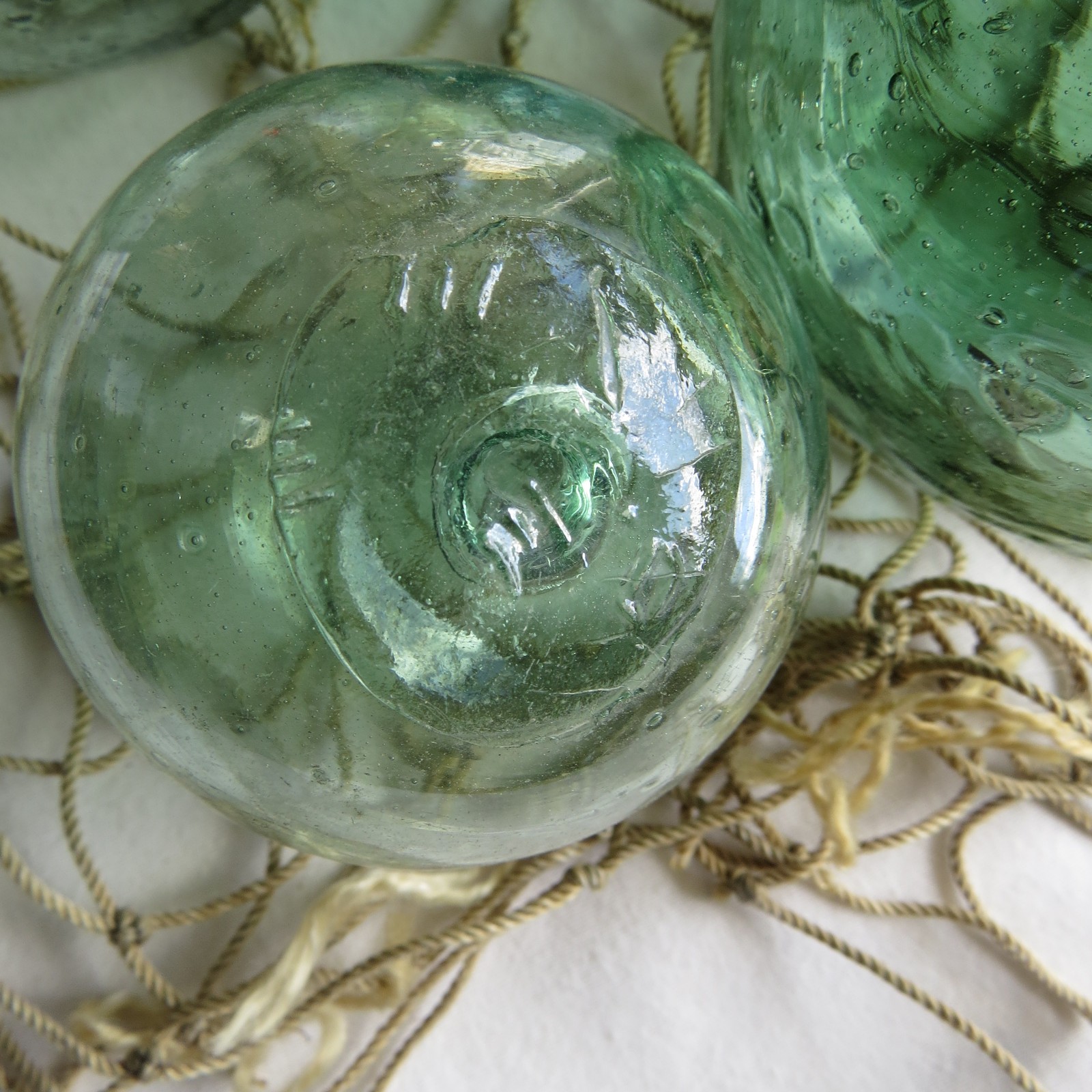 JAPANESE GLASS Fishing FLOATS Mixed Shades & Sizes (5) w/Inclusions Antiques!