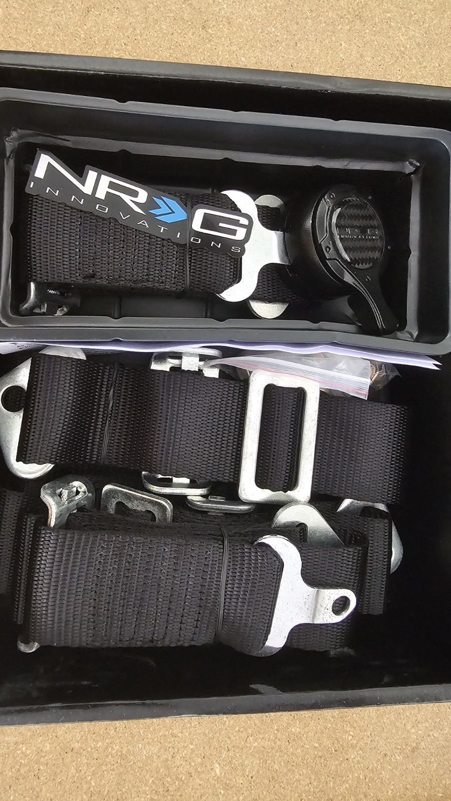 NRG Seat Belt 4 Point Safety Harness Kit Cam Lock Black (Pair)
