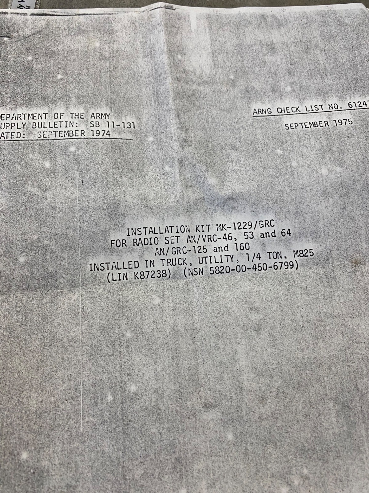 US Military Installation Kit MK-1229/GRC