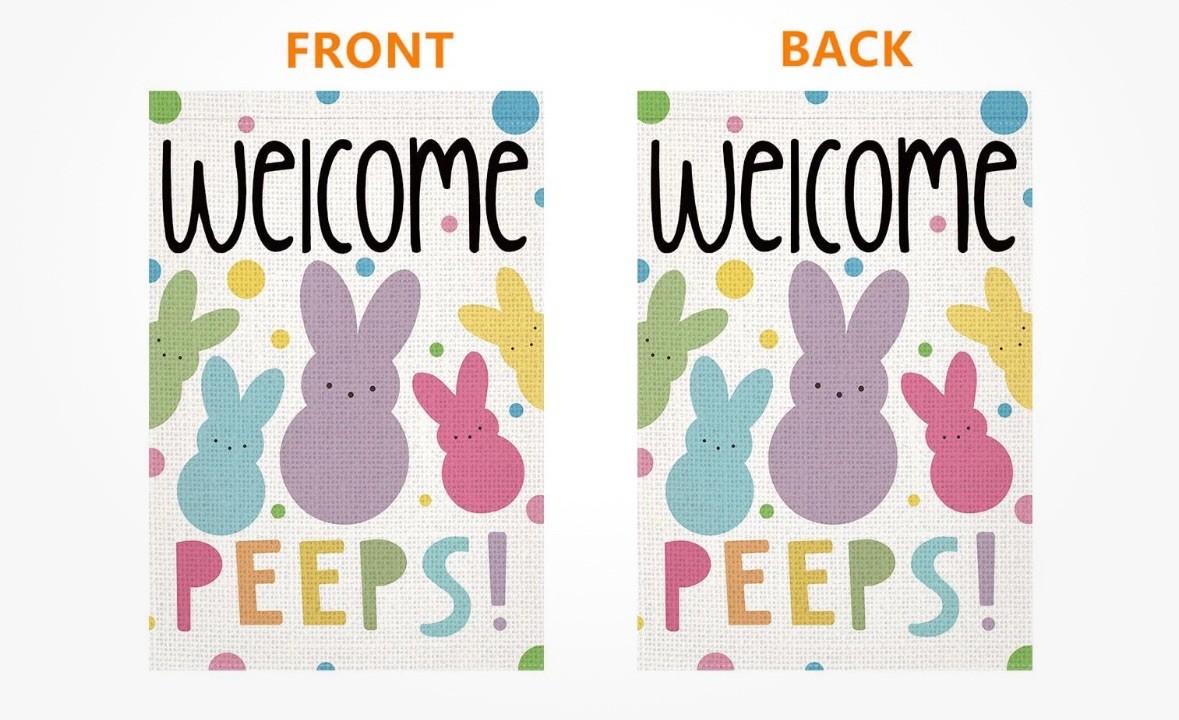Spring Peeps EASTER GARDEN FLAG 12" x 18" ~ WELCOME PEEPS ~ Vibrant Colors