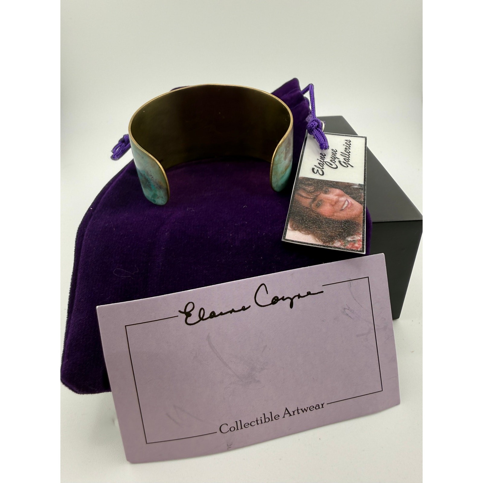 Elaine Coyne Verdigris Patina Brass Sea Horse Cuff Bracelet