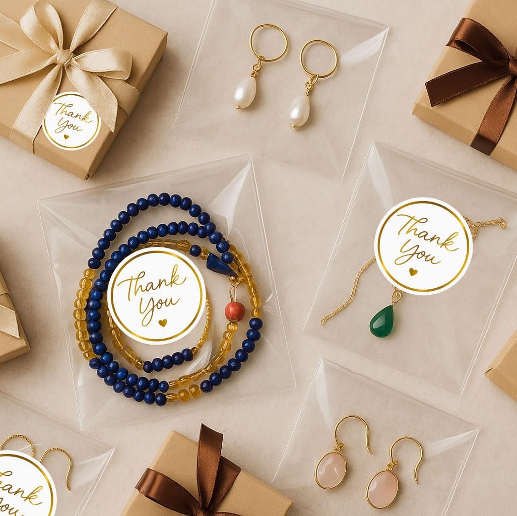 Gold Thank You Stickers set 200 Pcs 1.5 In Round Adhesive Label New