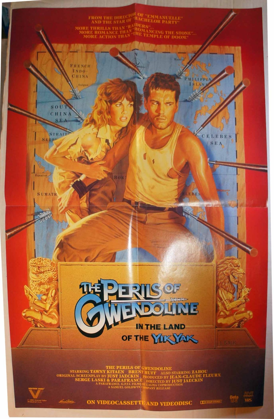 THE PERILS OF GWENDOLINE 1984/85, Video release poster, Tawny Kitaen Brent Huff