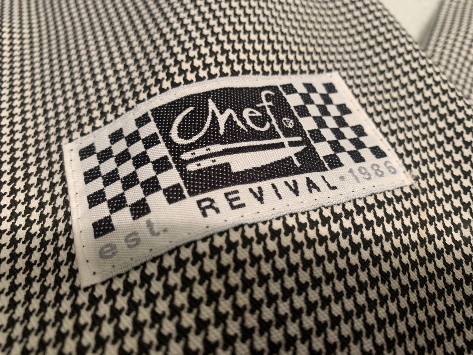 Chef Revival Pants Regular 32" Houndstooth Check Baggy Drawstring Black White