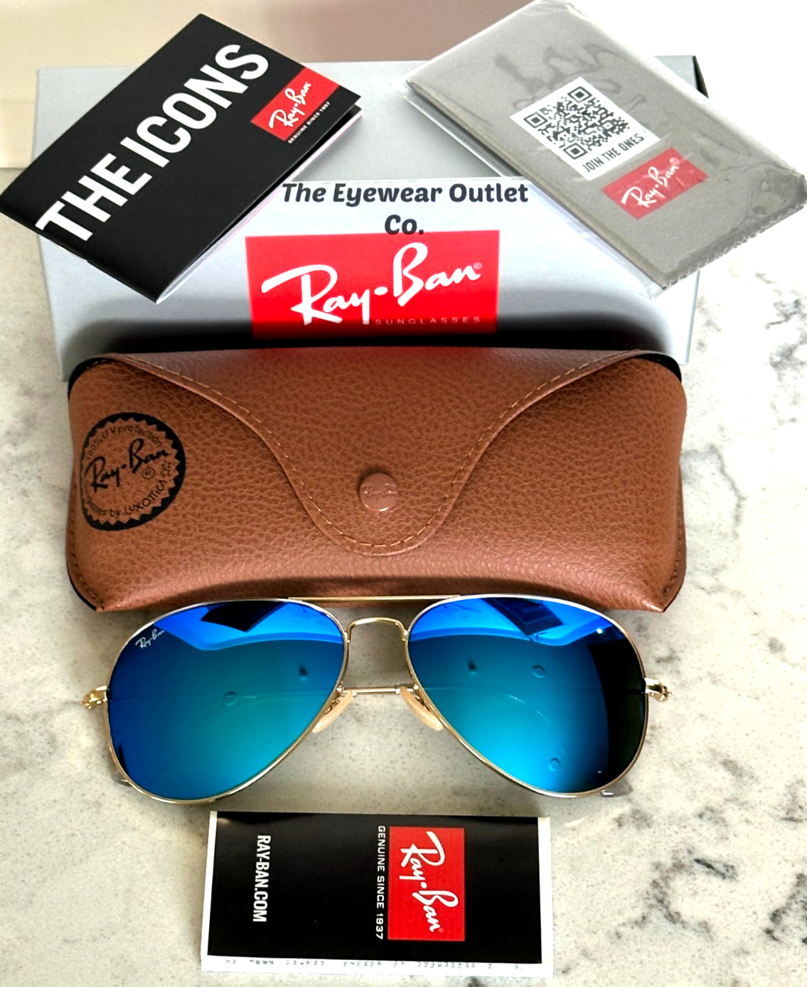 Store Display Rayban Aviator Blue Mirror RB3025 Standard 58 /Large 62 Men Women