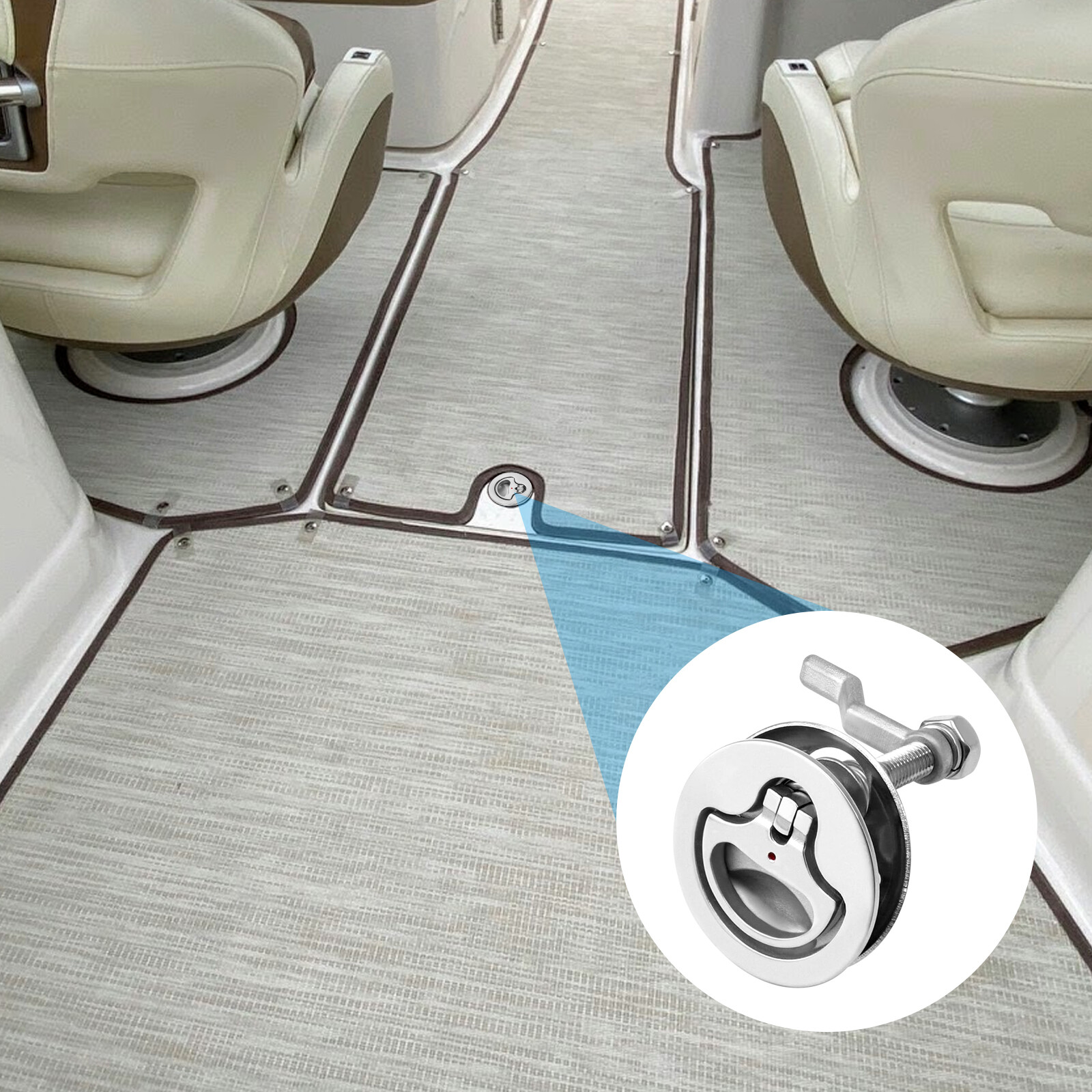 Boat Cam Latch, 316 Stainless Steel Marine Hatch Pull with Back Plate, Screws