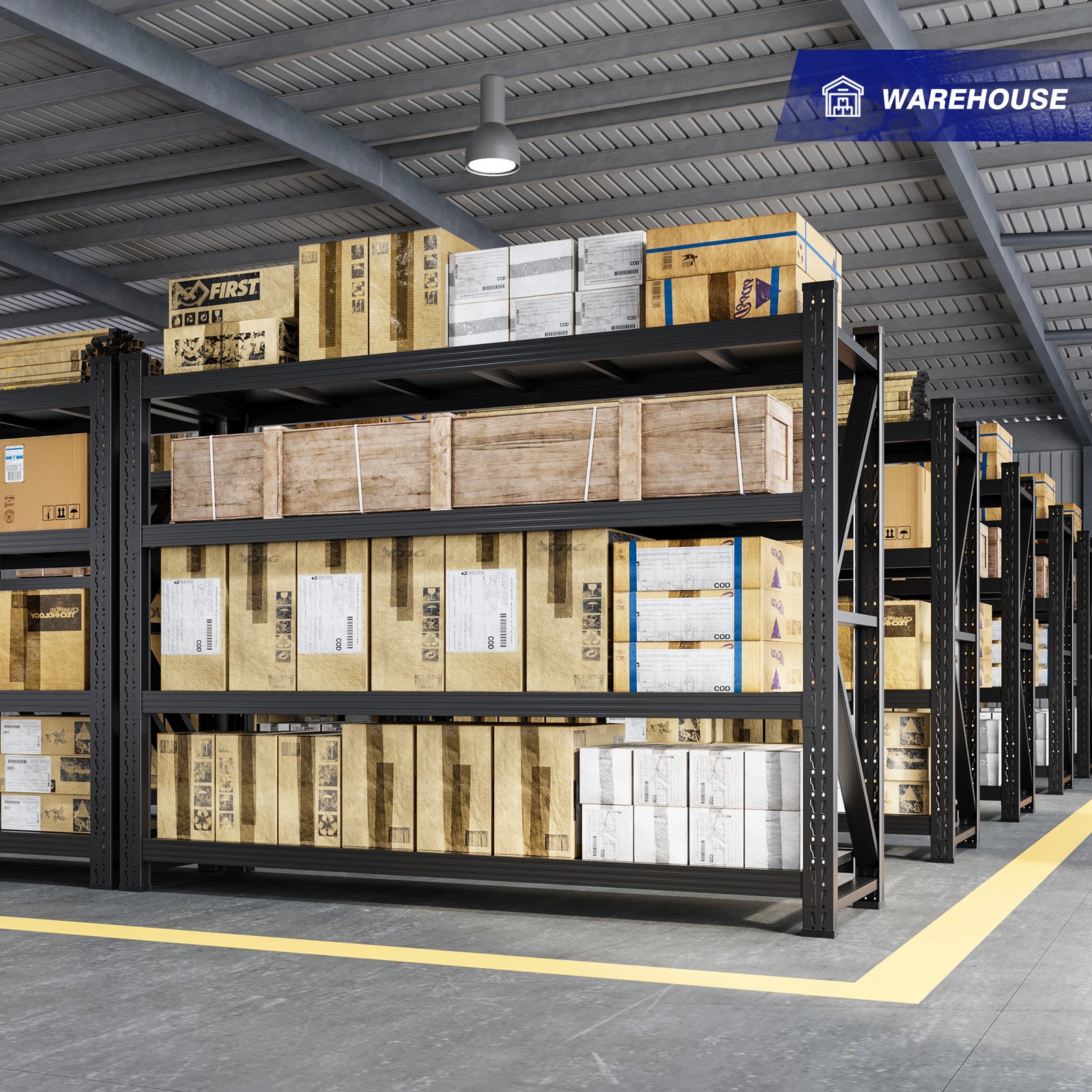 STANI 4-Tier Adjustable Metal Garage Shelving 5000&3500LBS Capacity Storage