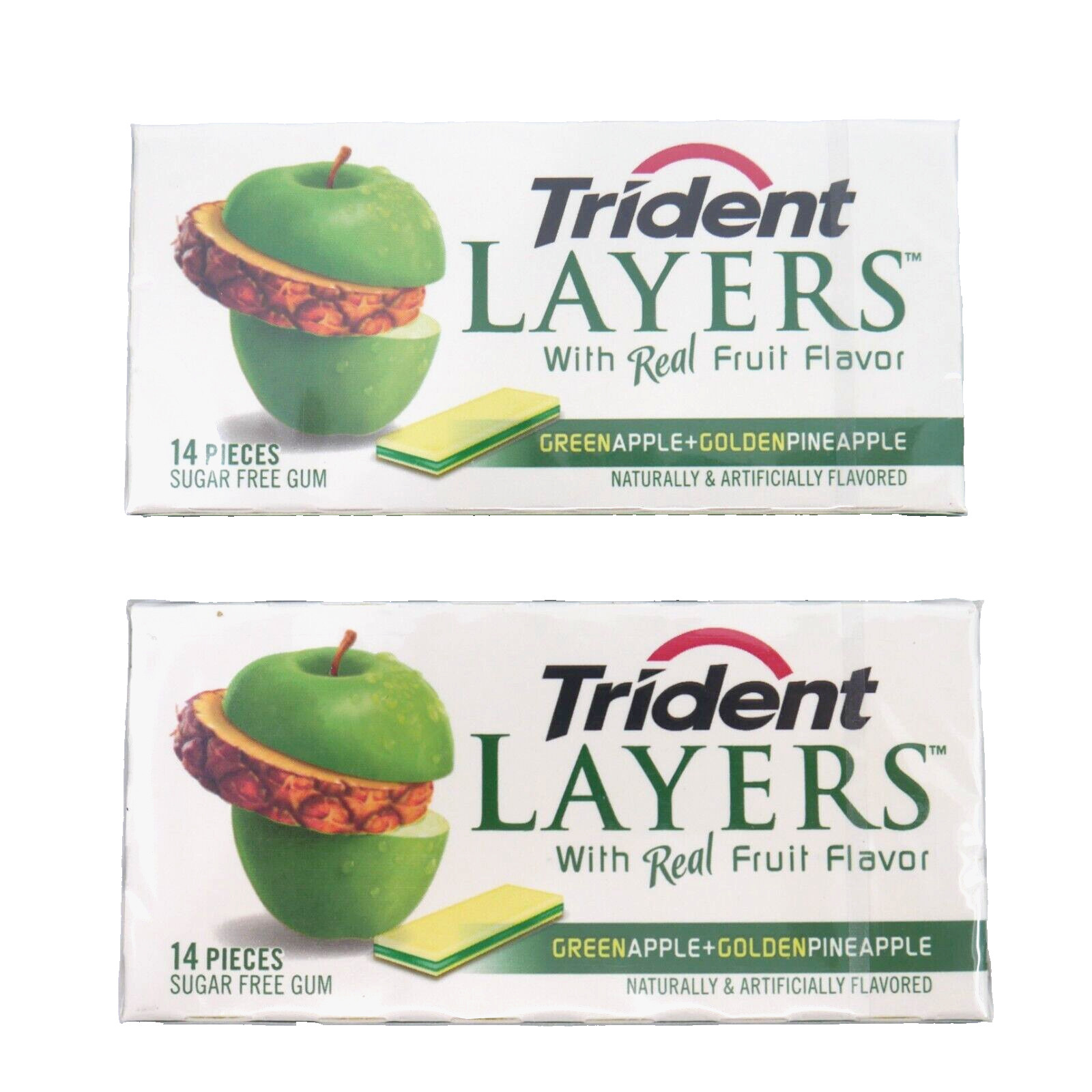 2 packs Trident Layers Green Apple + Golden Pineapple GUM *Collectible* sealed