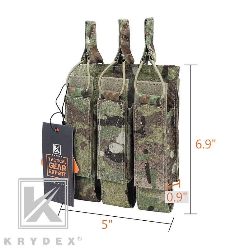 KRYDEX Triple Open Top Magazine Pouch Tactical Mag Carrier Holder MOLLE Back
