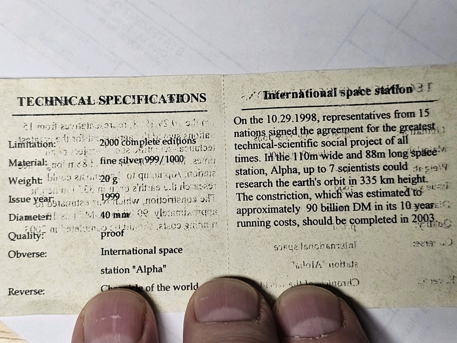 American Mint .999 Silver 20g International Space Station Alpha Station Proof