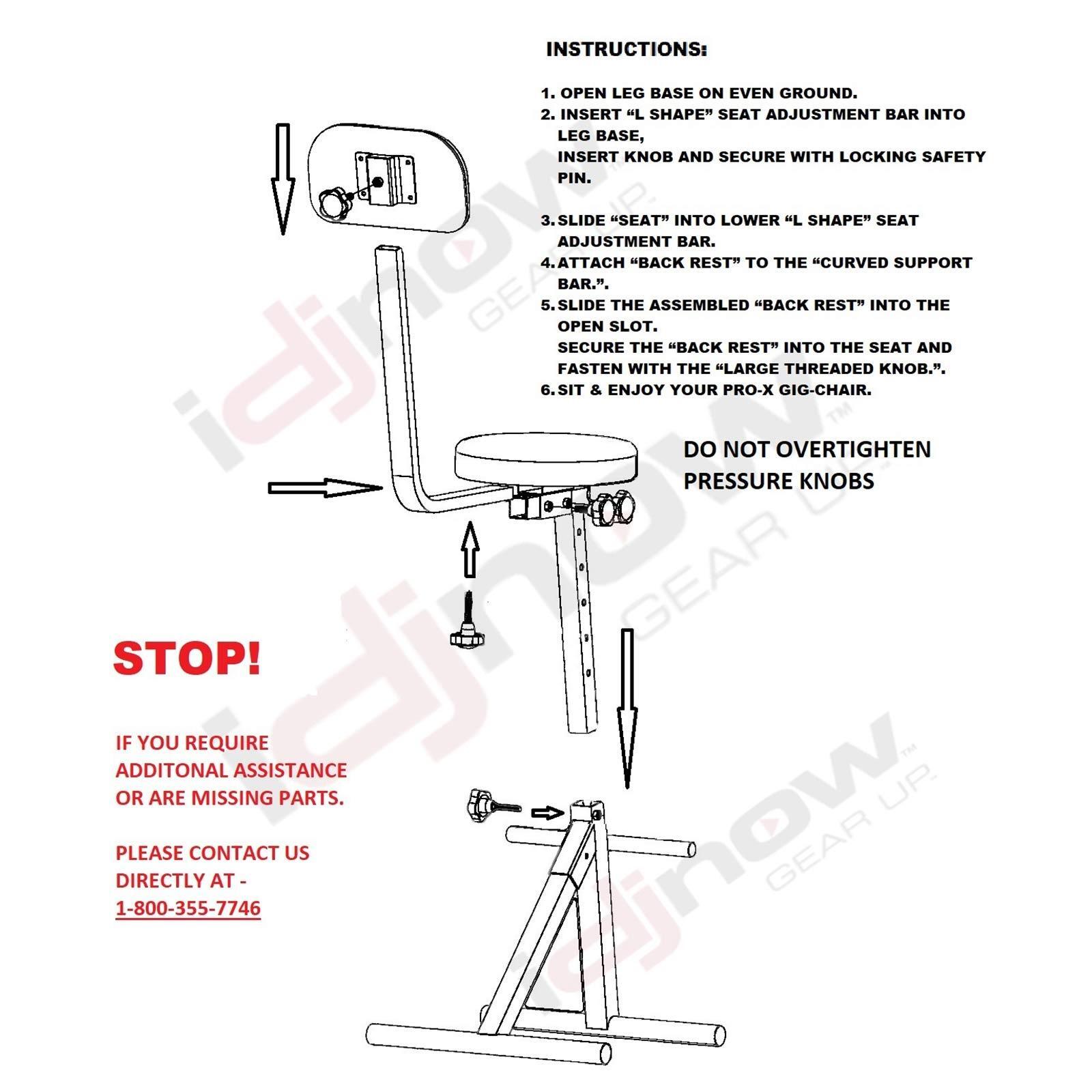 ProX X-GIG CHAIR Portable DJ Adjustable Velvet Covered Padded Foam Chair