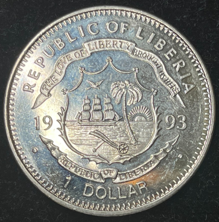 1993 Liberia One Dollar Coin Excellent Condition