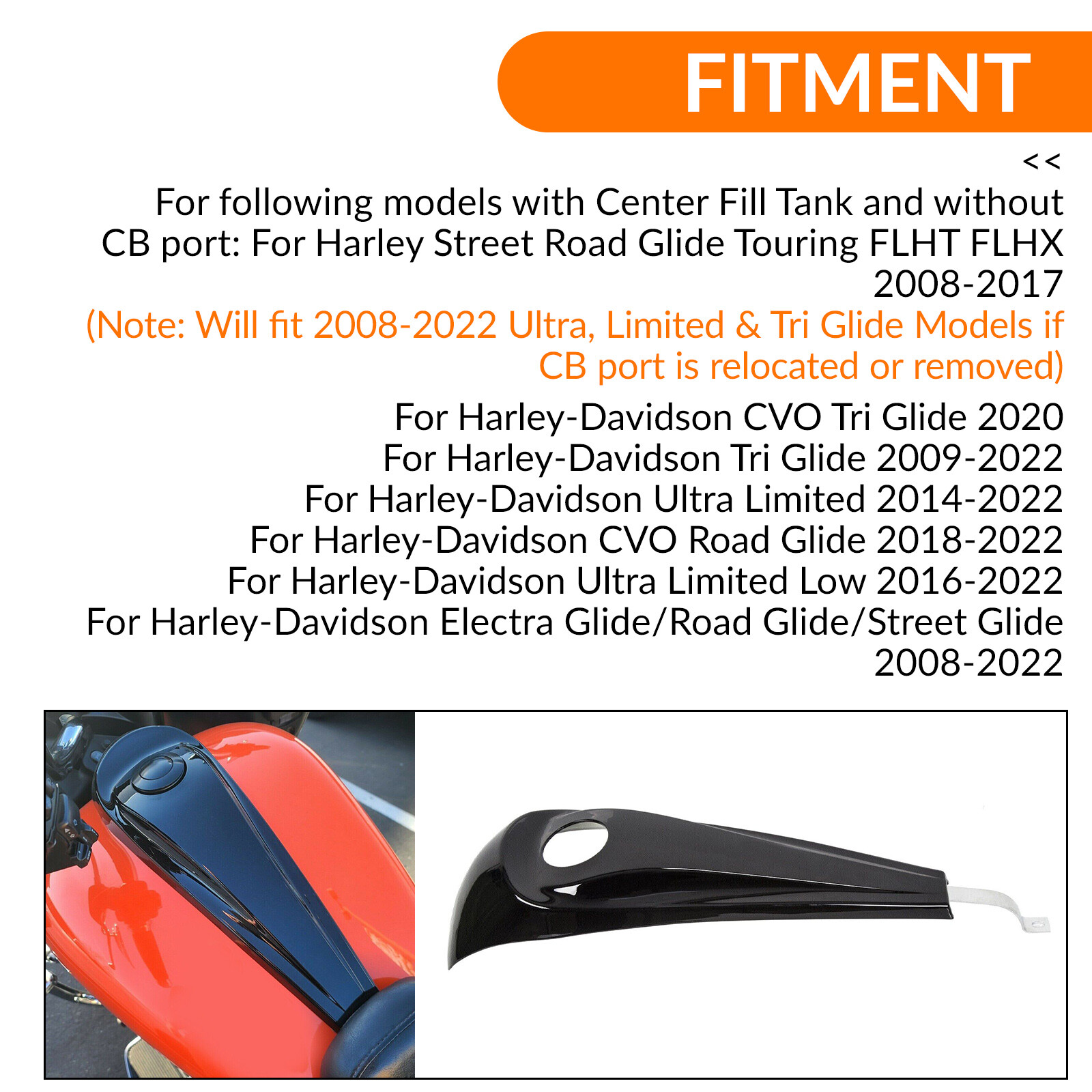 Dash Fuel Console+Gas Tank Cap Cover For Harley Electra Road Glide Touring 08-22