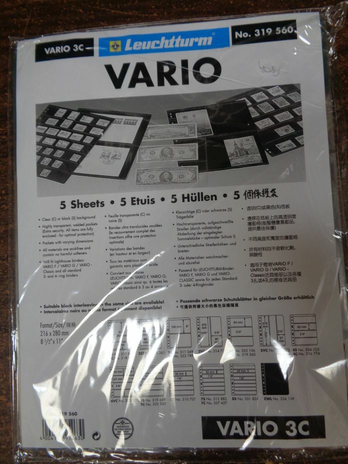 3C VARIO CLEAR Lighthouse Stock pages pack of 5 one sided NEW 3 Row pocket
