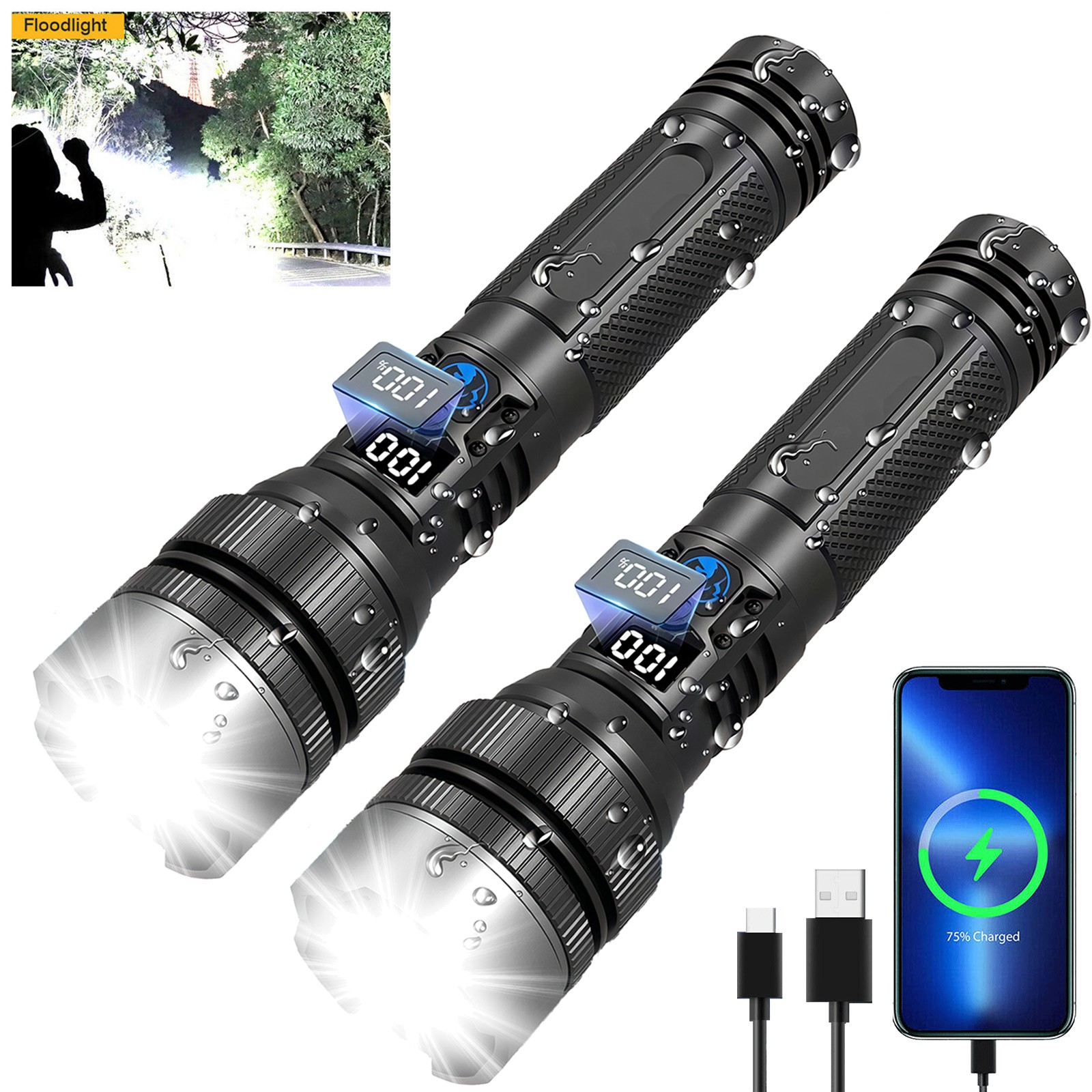 1-100PCS 990000000Lumen Super Bright LED Flashlight Rechargeable LED Work Lights