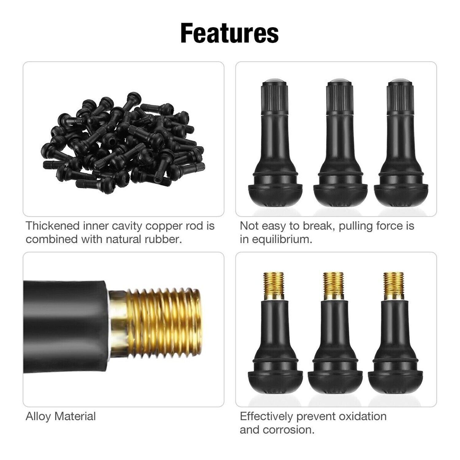Tire VALVE STEMS TR 413 Snap-In Car Auto Short Rubber Tubeless Tyre Black