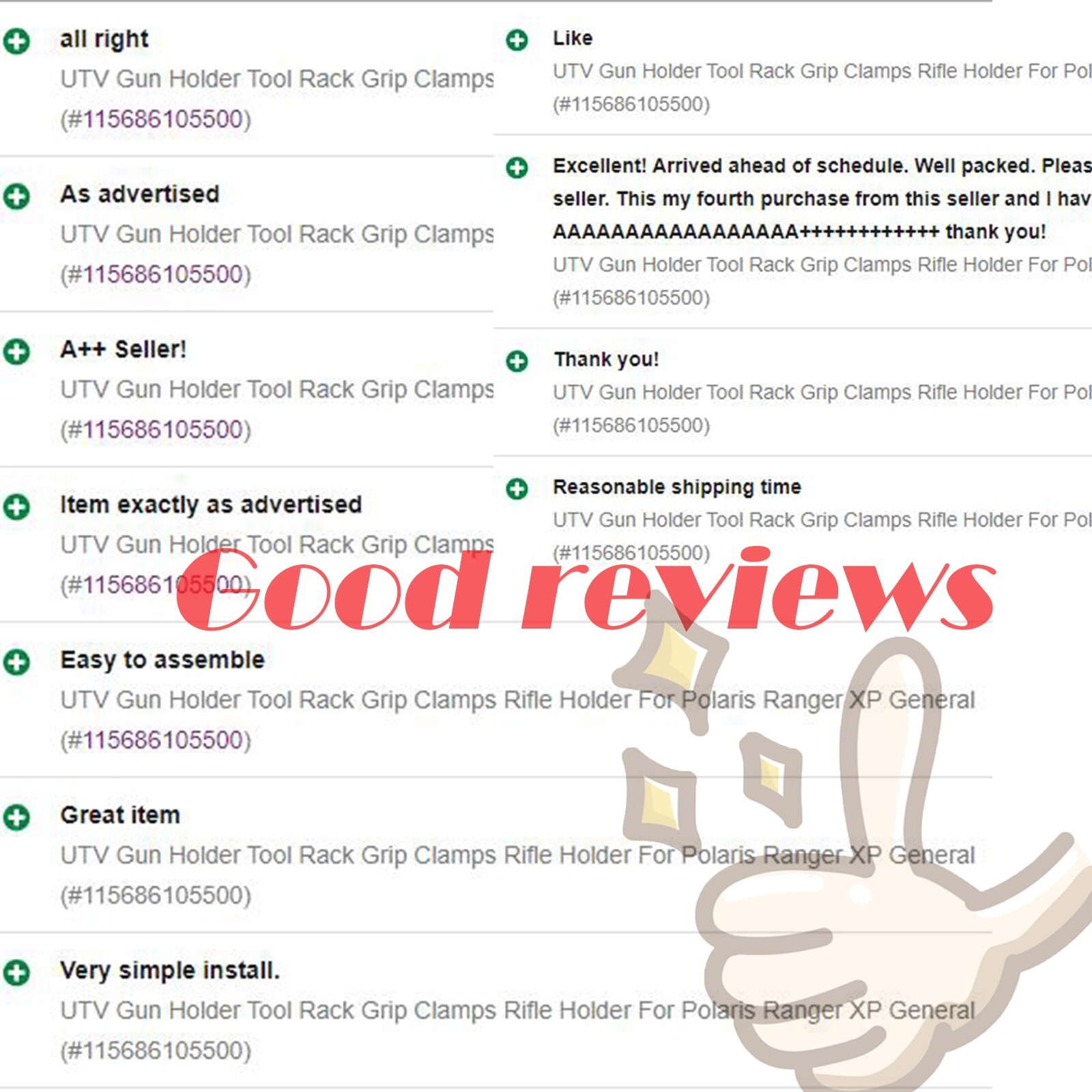 UTV Gun Holder Tool Rack Grip Clamps Rifle Holder For Polaris Ranger XP General