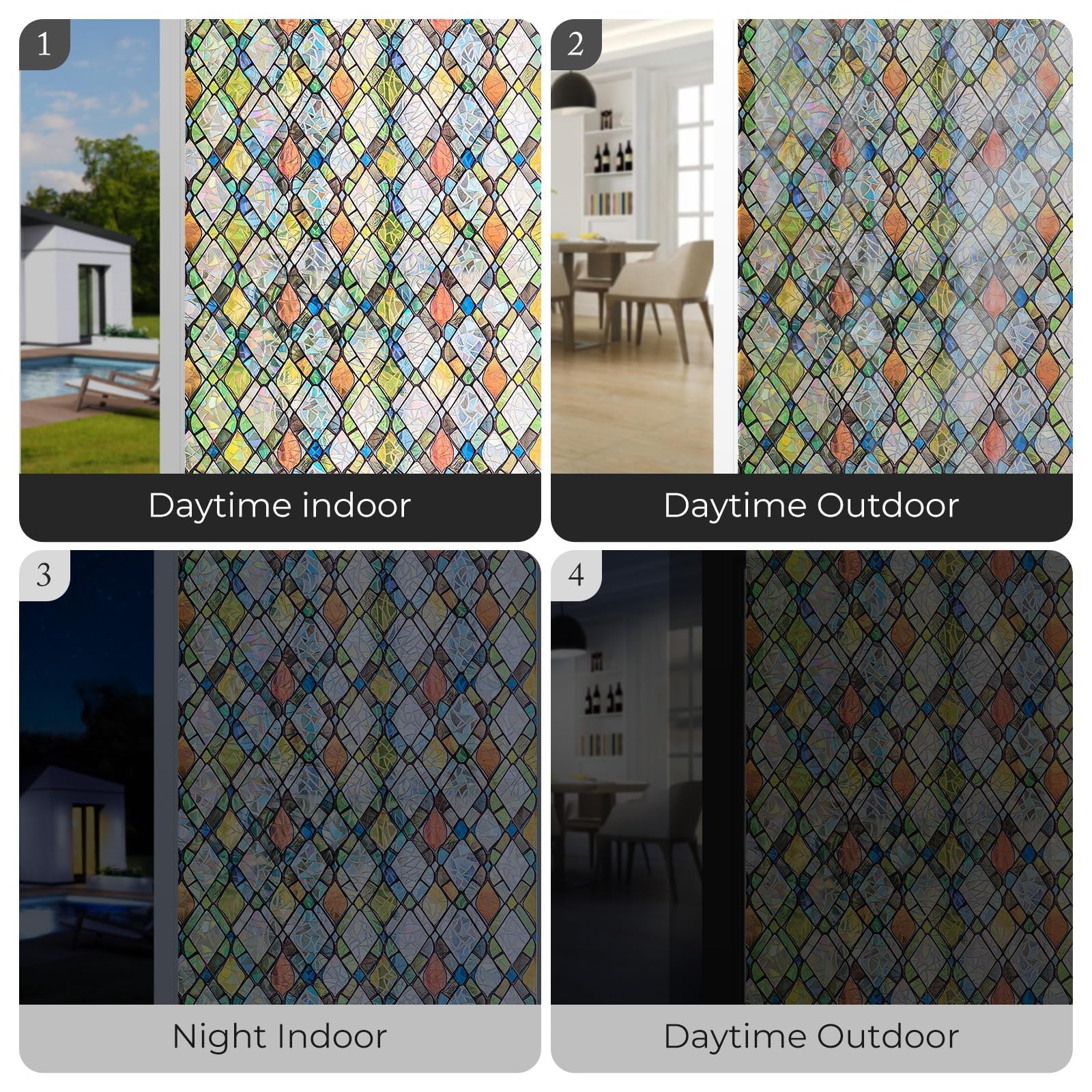 ADD.HERES Window Privacy Film, Stained Glass Decorative Static Cling, Removab...