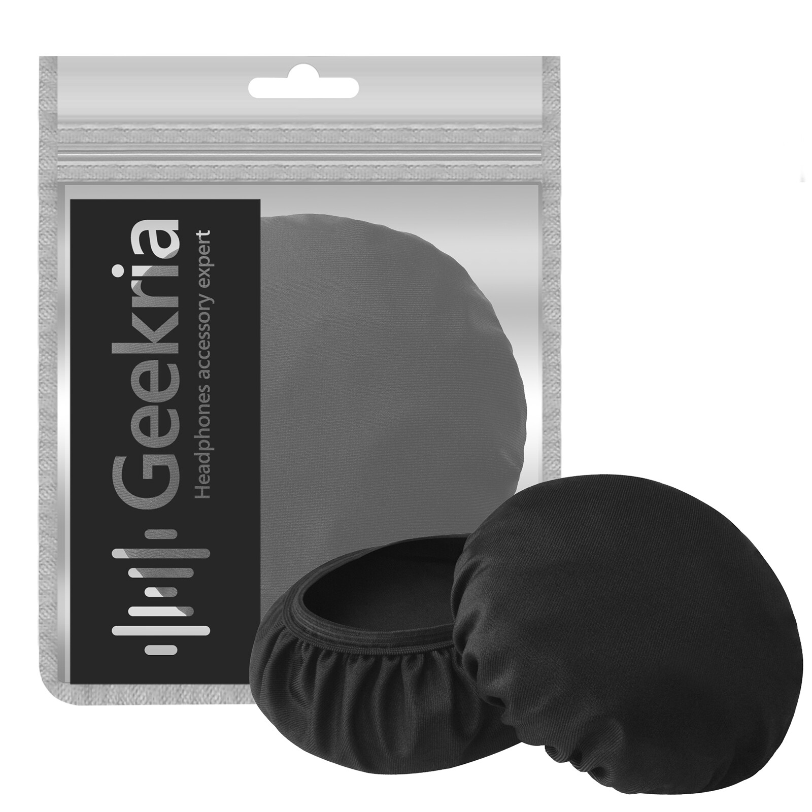 Geekria 2 Pairs Fabric Washable Headphone Ear Covers (M / Black)