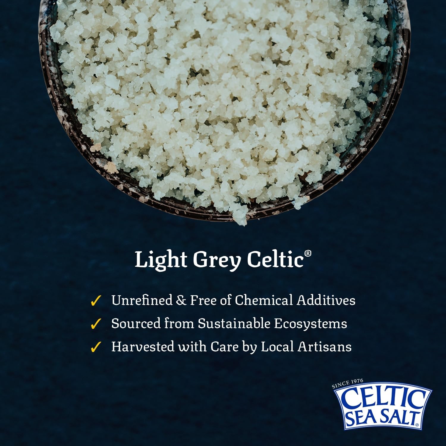 Light Grey Celtic Sea Salt 1 Pound Resealable Bag Additive-Free