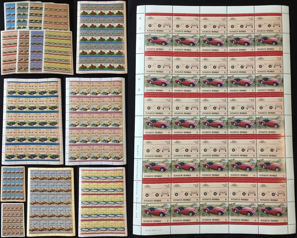 TUVALU Racing Cars Sheets x 8 MNH(400 Stamps)BLK36