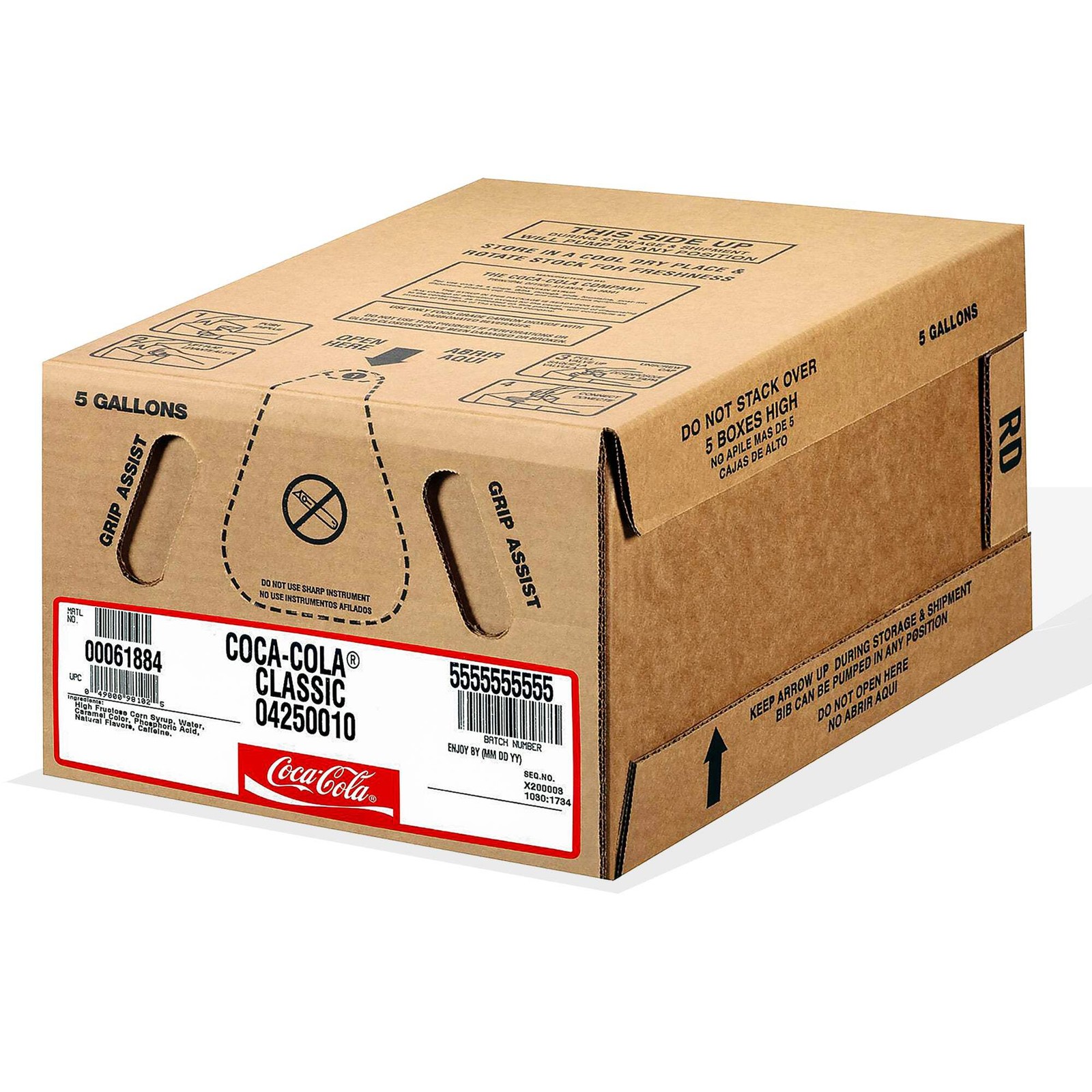 Coca-Cola Coke Classic 5 Gallon Bag-In-Box BIB Soda Fountain Syrup Concentrate