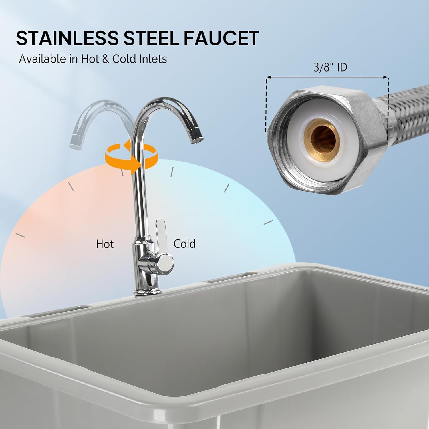 Freestanding Outdoor Utility Sink Laundry Tub with Rotatable Faucet Upgraded