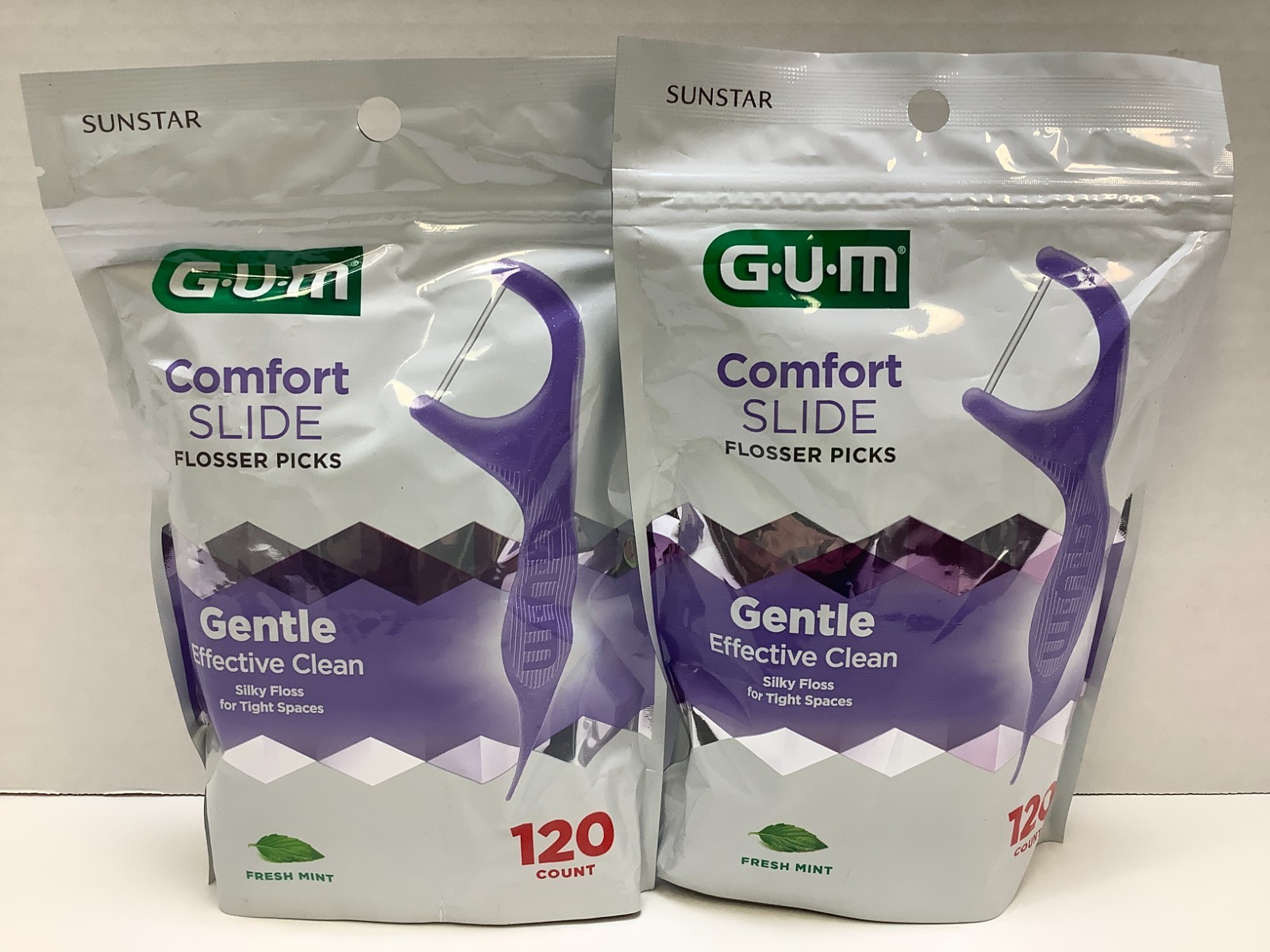 GUM Comfort Slide Flosser Picks, Fresh Mint, 120ct, 2 Pack