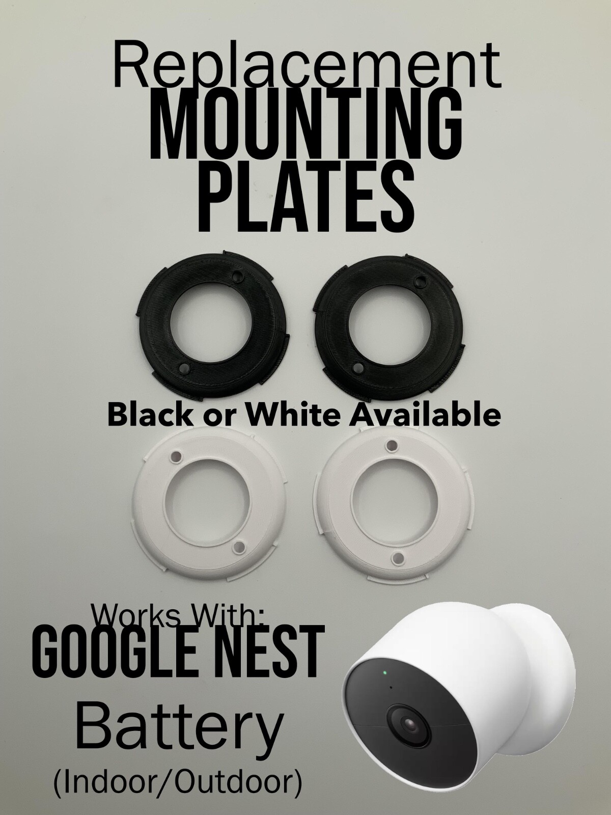 Nest Cam (outdoor/indoor, battery) Mounting Bracket/Plate, QTY 2 per Order