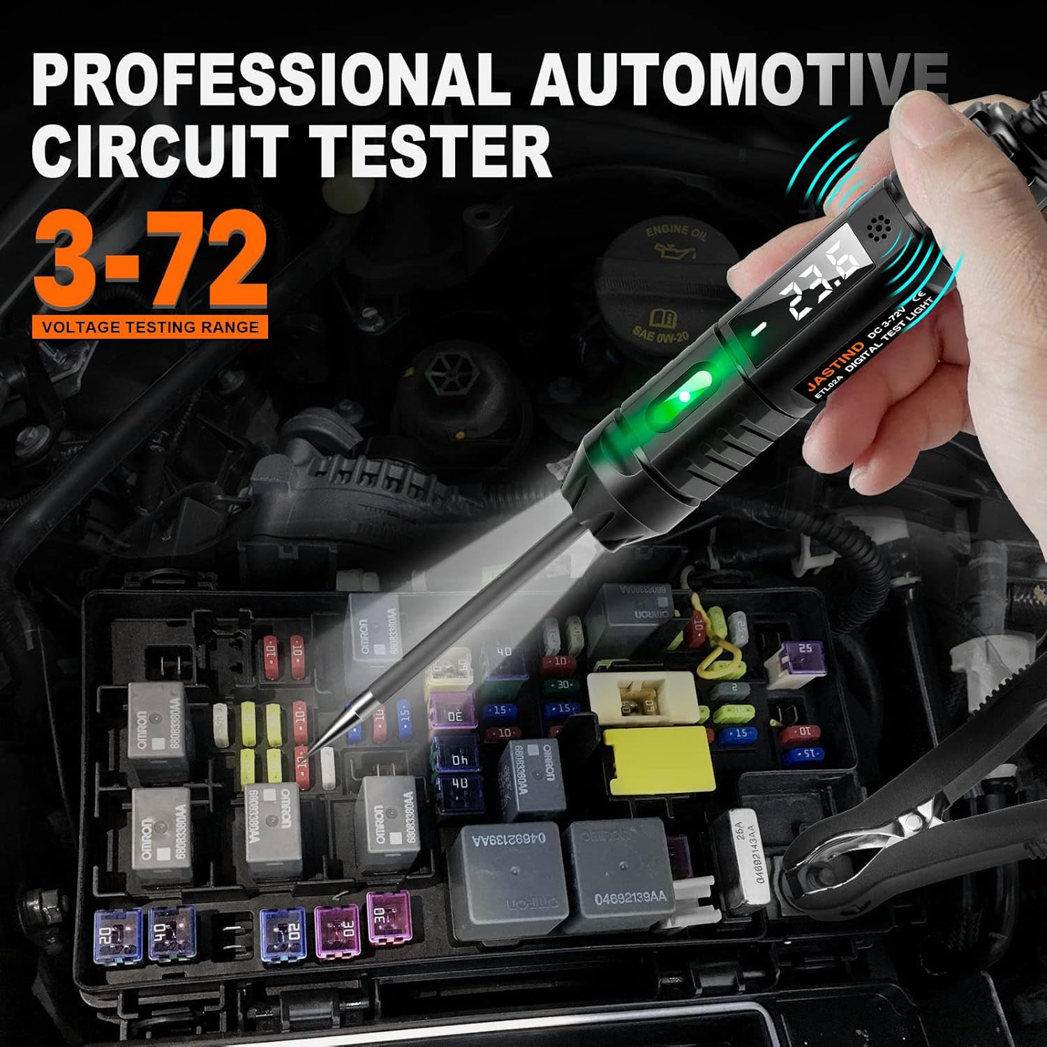 Heavy Duty 3-72V Digital LED Automotive Test Light, Circuit Tester with Polarity