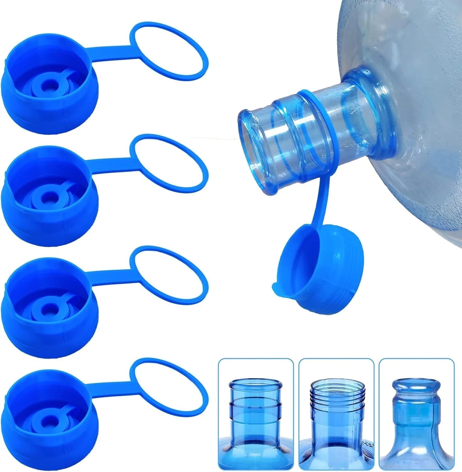 3 Pack Reusable 5 Gallon Water Jug Caps, Leak Proof Bottle Lids (55mm) *NEW*