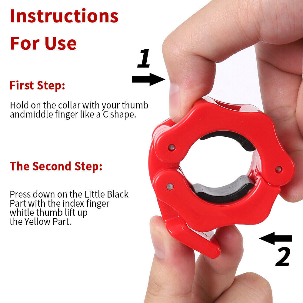 Olympic 1-2" Inch Barbell Clamps Quick Release Standard Bar Weight Plates USA