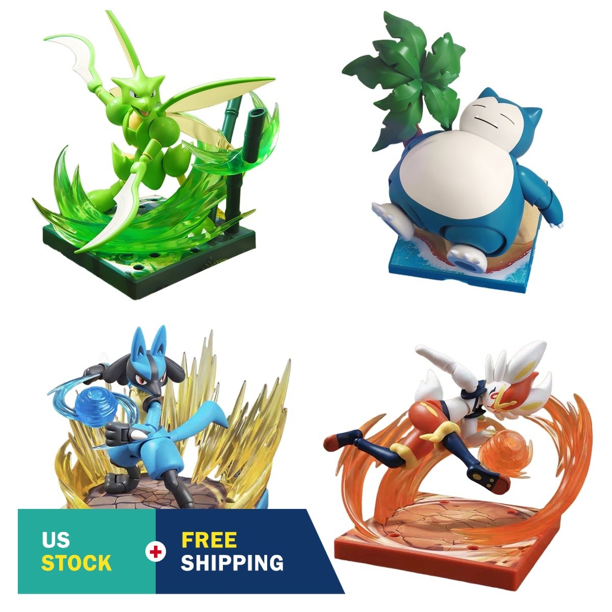 HIPLAY Blokees Pokémon Classic Ed. L-Scyther&Snorlax&Lucario&Cinderace Model Kit