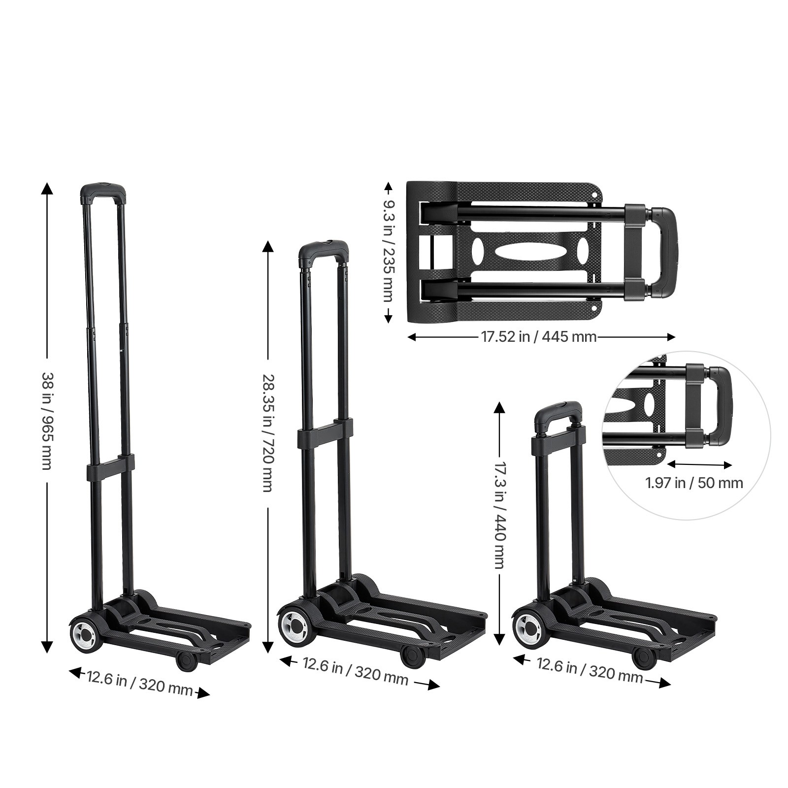 Uimoso Folding Hand Truck 110 lbs Capacity Cart for Transporting Items