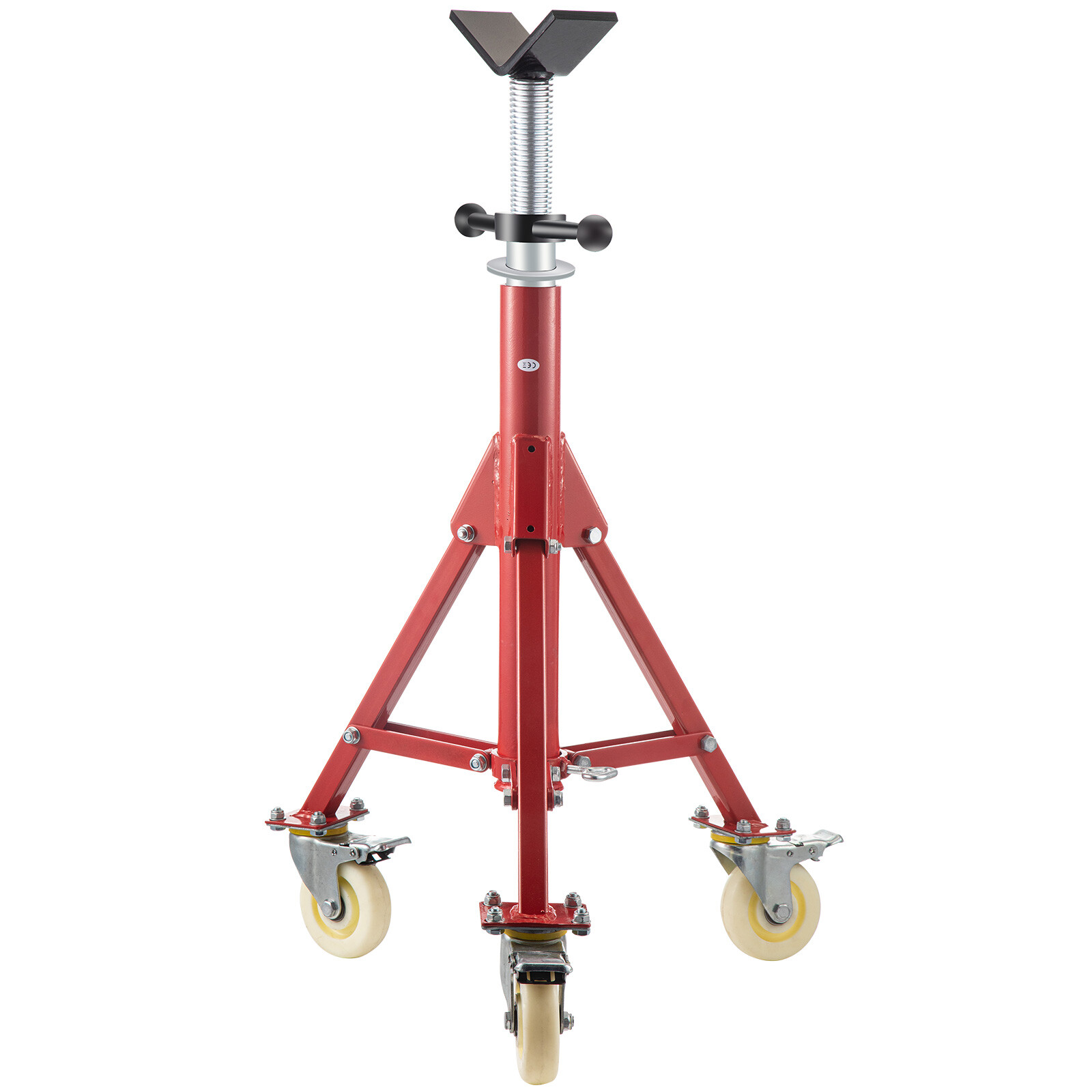 VEVOR Pipe Stand Fold-a-Jack V-Head 28-52 inch Height 12" Pipe 882 lb w/Casters