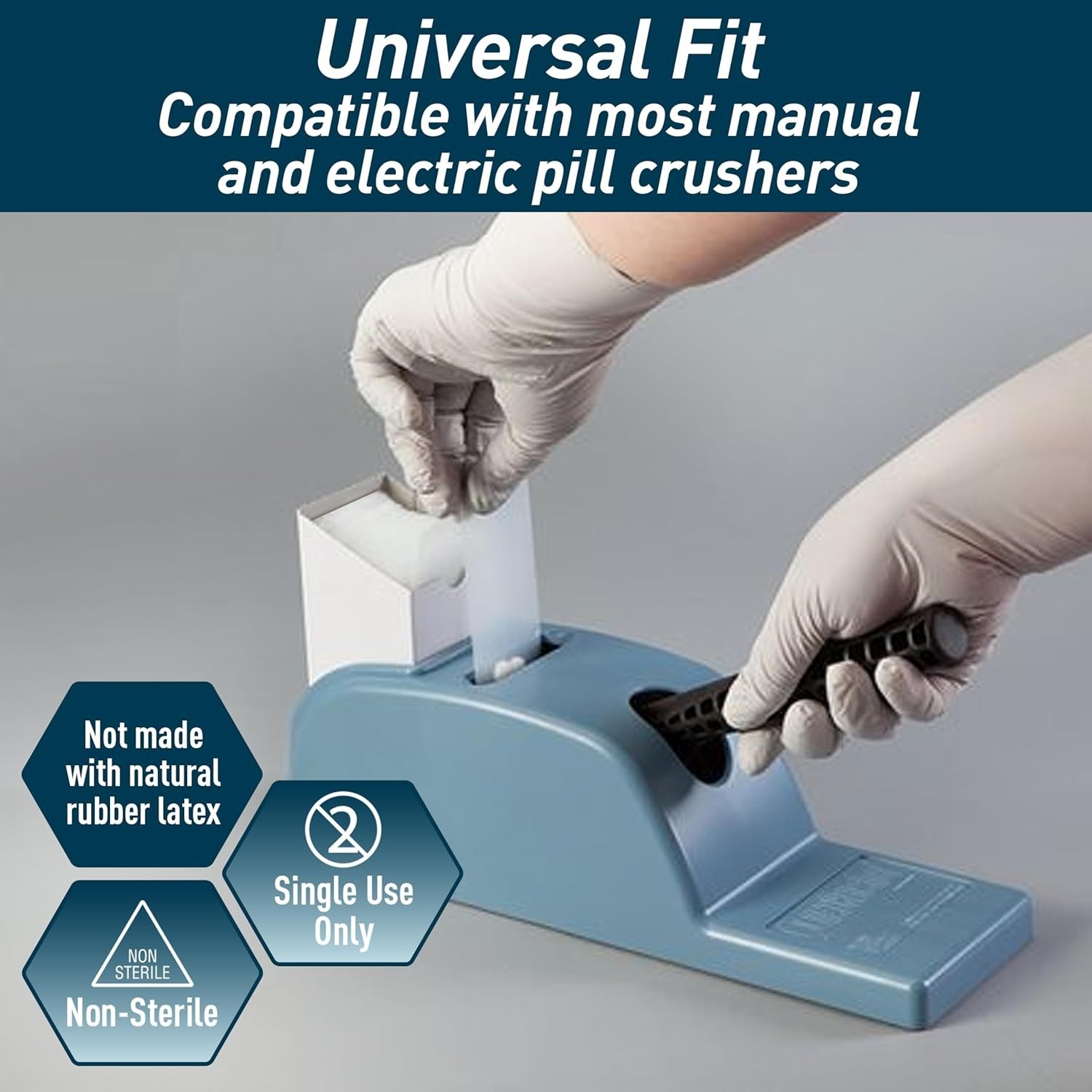 MED PRIDE Pill Crusher Pouches Disposable Medication Crushing Bags Clear 1000ct