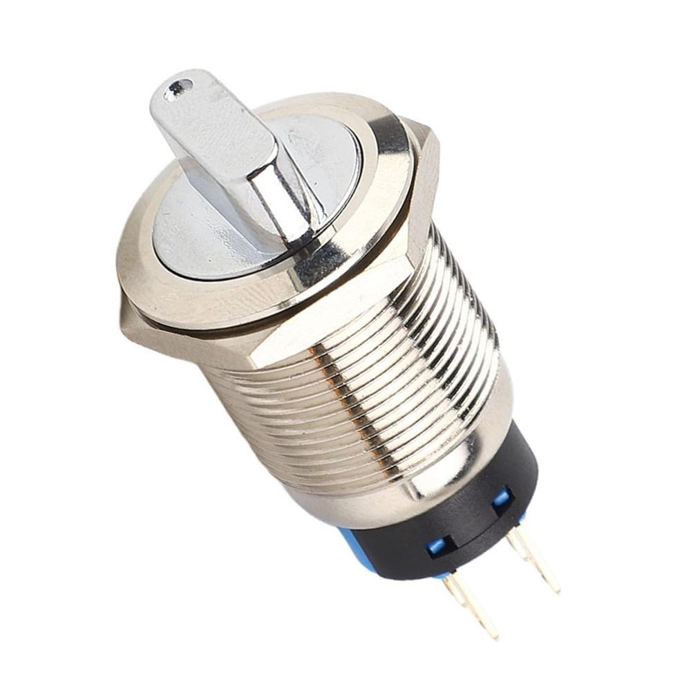 19mm Latching Selector Rotary Switch 3 Positions Metal 12-24V Waterproof C590