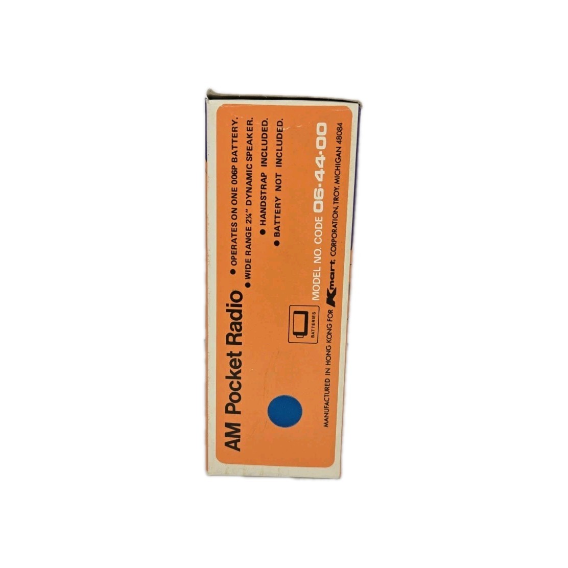 Vintage 1978 Kmart A/M Pocket Radio. Model 44-00 Hong Kong, Space Age Design.