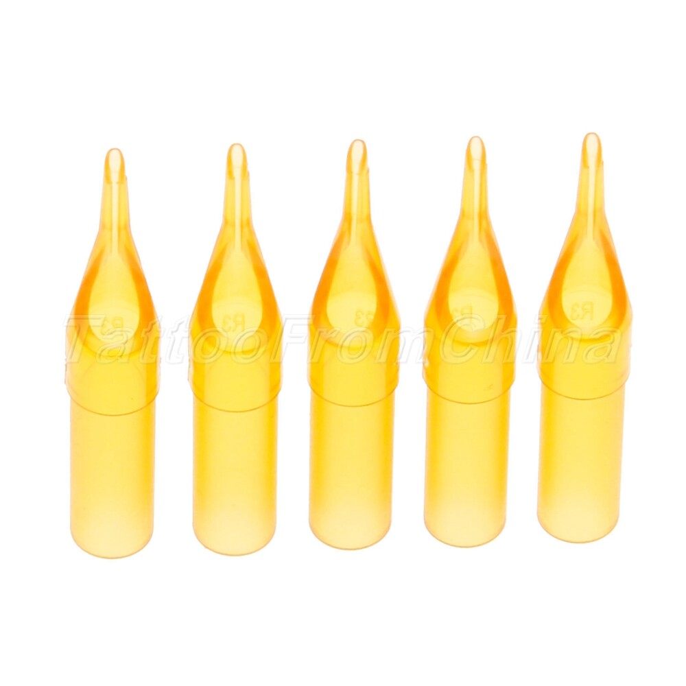 50Pcs Tattoo Disposable Tips 5/7/9/11FT Tattoo Machine Nozzle Needle Tube Yellow