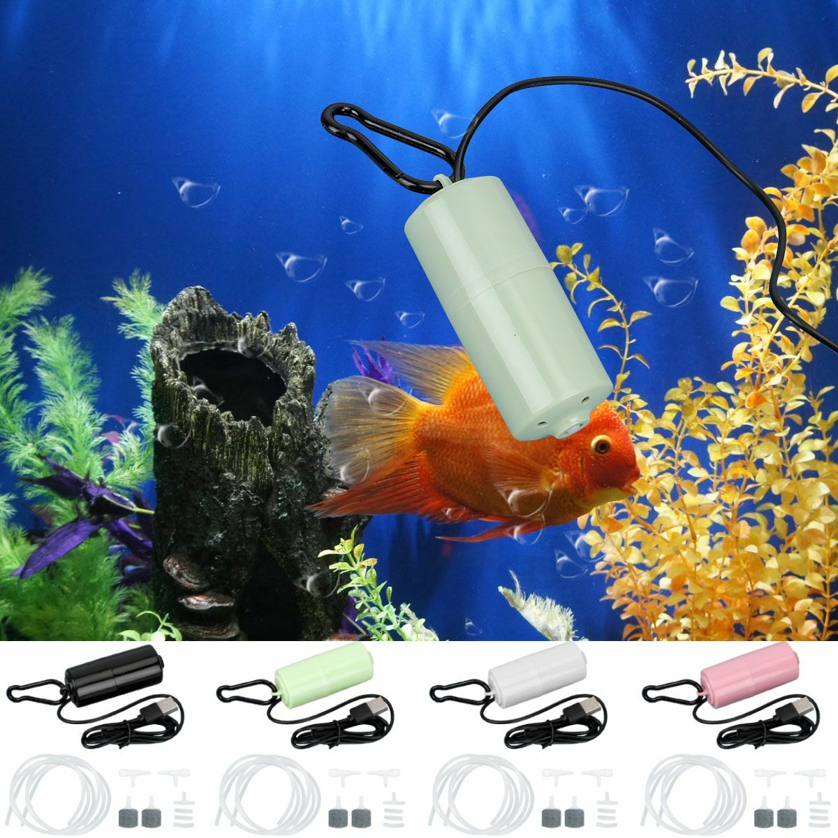 2 in 1 USB Mini Air Pump Water Pump Oxygen Aerator Aquarium Fish Tank Portable